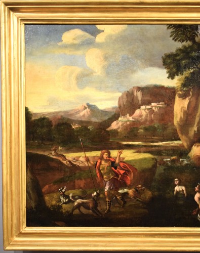 Paintings & Drawings  - Diana and Actaeo -  Roman School of the 17th century  
